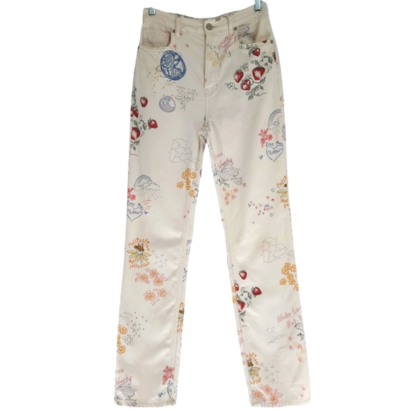 Reformation Cream Floral Straight Leg Jeans - Picture 3 of 12